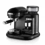 Ariete 1318 Moderna Cafetera espresso con molinillo de café integrado, para granos de café y café molido, espumador de leche para capuchino, filtro para 1 y 2 tazas, 1080 W, 800 ml, negro