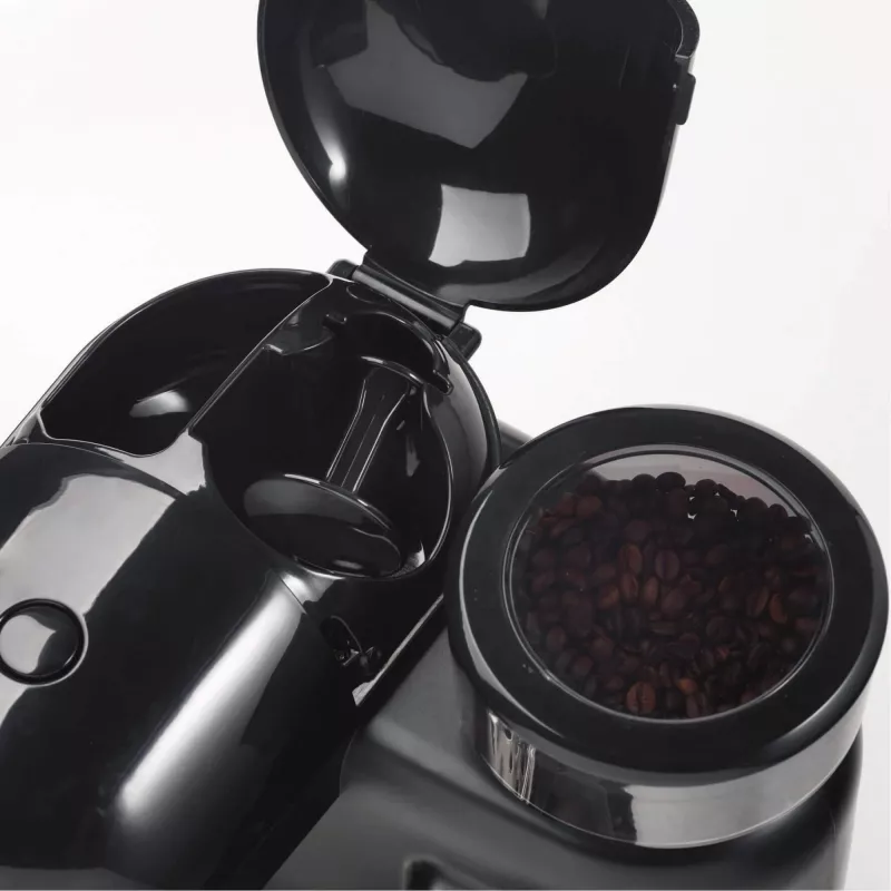 Ariete 1318 Moderna Cafetera espresso con molinillo de café integrado, para granos de café y café molido, espumador de leche para capuchino, filtro para 1 y 2 tazas, 1080 W, 800 ml, negro