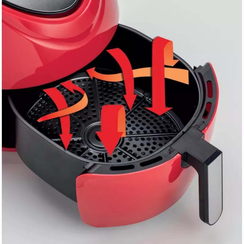 Ariete 4618 Airy Fryer XXL - Freidora de aire - Freír 2,5 kg de patatas fritas - 7 litros - Cocinar sin aceite ni grasa - 1800 vatios - rojo