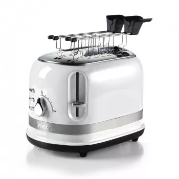 Ariete 149 Tostadora blanca Modern con pinza para 2 rebanadas de pan, sándwich o tostada – 6 niveles de tostado – función descongelar – línea Modern – blanco