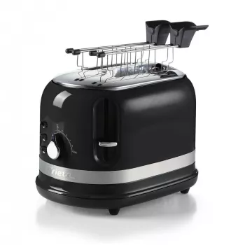 Ariete 149 Tostadora blanca Modern con pinza para 2 rebanadas de pan, sándwich o tostada - 6 niveles de tostado - descongelar - línea Modern - negro