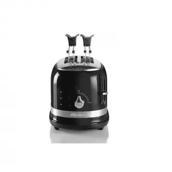 Ariete 149 Tostadora blanca Modern con pinza para 2 rebanadas de pan, sándwich o tostada - 6 niveles de tostado - descongelar - línea Modern - negro