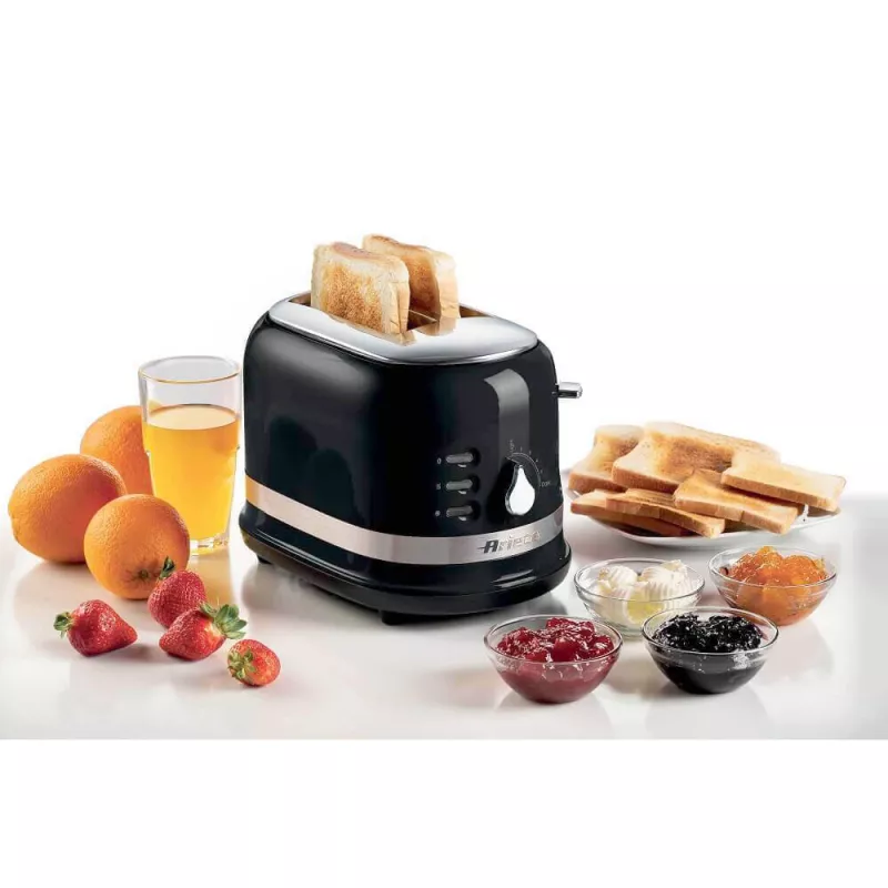 Ariete 149 Tostadora blanca Modern con pinza para 2 rebanadas de pan, sándwich o tostada - 6 niveles de tostado - descongelar - línea Modern - negro