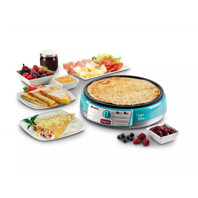 Ariete Maker Placa eléctrica para crepes, 1000 W, antiadherente, azul