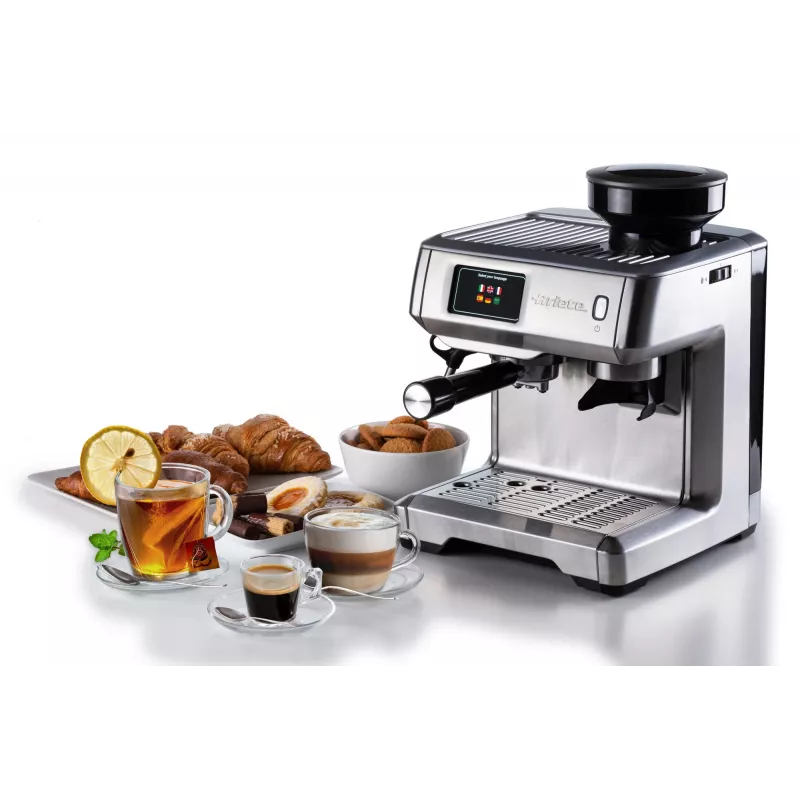 Ariete Cafetera espresso 1312, cafetera espresso, 2 L, granos de café, molinillo integrado, 1600 W, plata