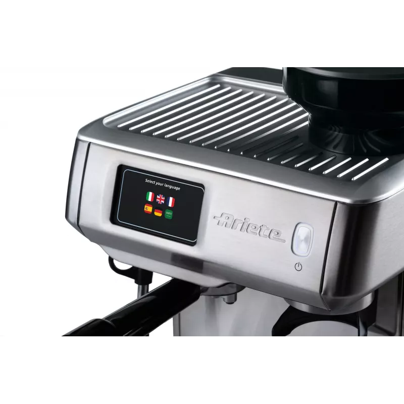 Ariete Cafetera espresso 1312, cafetera espresso, 2 L, granos de café, molinillo integrado, 1600 W, plata