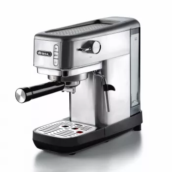 Ariete 1380 Metal Cafetera, apta para café molido y cápsulas ESE, 1300 W, capacidad del depósito 1,1 l, presión 15 bar, filtro para ½ tazas, Cappuccinatore, plata