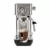 Ariete 1381 Cafetera con manómetro, apta para café molido y cápsulas ESE, 1300 W, capacidad 1,1 l, presión 15 bar, filtro para ½ tazas, boquilla para capuchino, plata