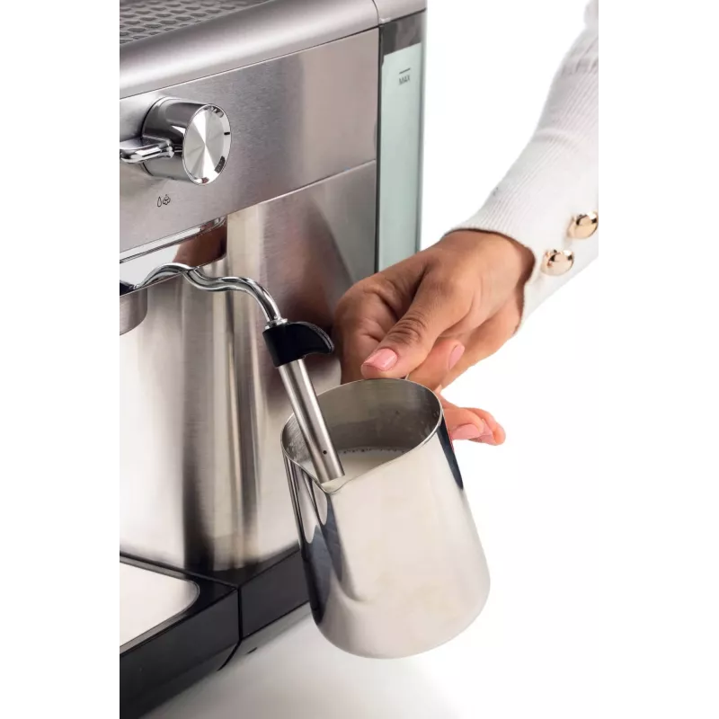 Ariete 1381 Cafetera con manómetro, apta para café molido y cápsulas ESE, 1300 W, capacidad 1,1 l, presión 15 bar, filtro para ½ tazas, boquilla para capuchino, plata