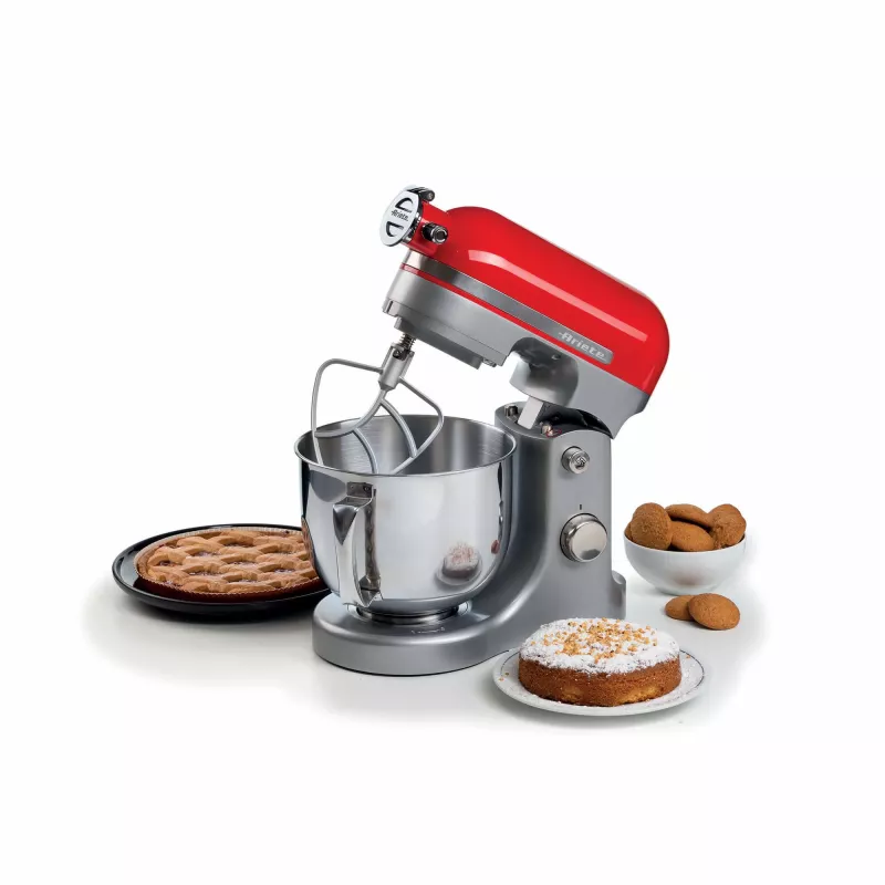 Ariete Moderna Robot de cocina rojo, batidora de pie, rojo, batir, amasar, mezclar, 5,5 l, control giratorio, aluminio