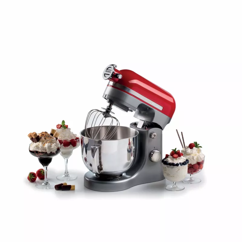 Ariete Moderna Robot de cocina rojo, batidora de pie, rojo, batir, amasar, mezclar, 5,5 l, control giratorio, aluminio