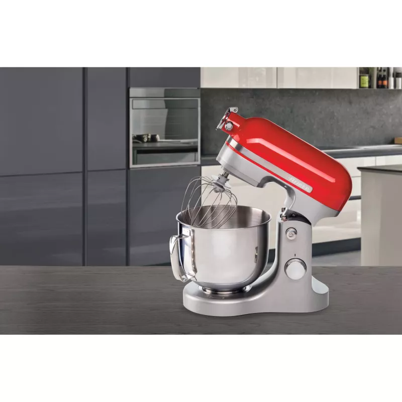 Ariete Moderna Robot de cocina rojo, batidora de pie, rojo, batir, amasar, mezclar, 5,5 l, control giratorio, aluminio