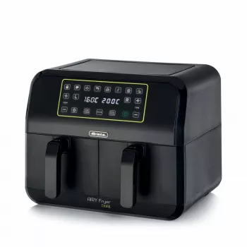Ariete 4623 Airy Fryer Dual, freidora de aire con cesta doble, 1700 W, capacidad 8 l, 3 funciones de cocción, panel táctil LED digital, 8 programas preestablecidos, temporizador, 2 cestas, negro