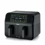 Ariete 4623 Airy Fryer Dual, freidora de aire con cesta doble, 1700 W, capacidad 8 l, 3 funciones de cocción, panel táctil LED digital, 8 programas preestablecidos, temporizador, 2 cestas, negro