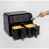 Ariete 4623 Airy Fryer Dual, freidora de aire con cesta doble, 1700 W, capacidad 8 l, 3 funciones de cocción, panel táctil LED digital, 8 programas preestablecidos, temporizador, 2 cestas, negro