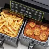 Ariete 4623 Airy Fryer Dual, freidora de aire con cesta doble, 1700 W, capacidad 8 l, 3 funciones de cocción, panel táctil LED digital, 8 programas preestablecidos, temporizador, 2 cestas, negro
