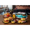 Ariete 205 Hamburger Maker Party Time, máquina de hamburguesas, 1200 W, placas antiadherentes dobles, 2 compartimentos, fácil de limpiar, azul