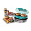 Ariete 205 Hamburger Maker Party Time, máquina de hamburguesas, 1200 W, placas antiadherentes dobles, 2 compartimentos, fácil de limpiar, azul