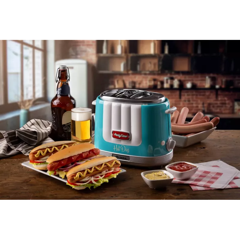Ariete 206 Hot-Dog-Maker Party Time, 650 W, azul, tostadora de perritos calientes, azul claro, 2 uds., 650 W, 160 mm, 270 mm