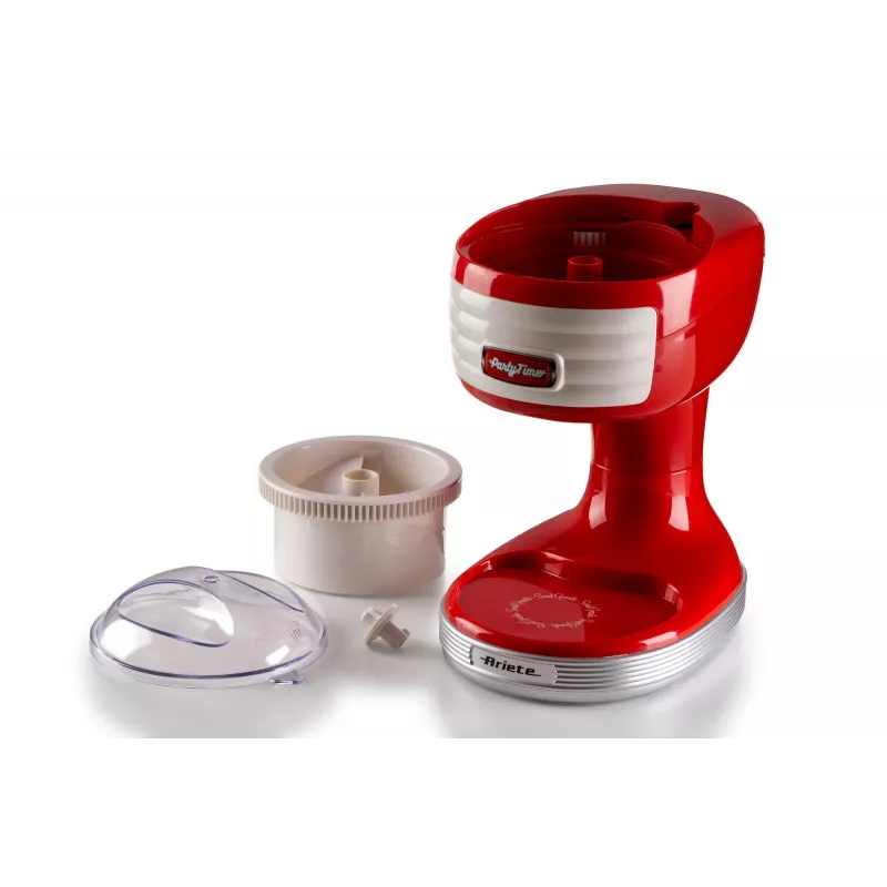 Ariete 76 Ice Crusher Party Time, máquina trituradora de hielo, 30 W, recipiente de hielo extraíble, cuchillas de acero inoxidable, rojo