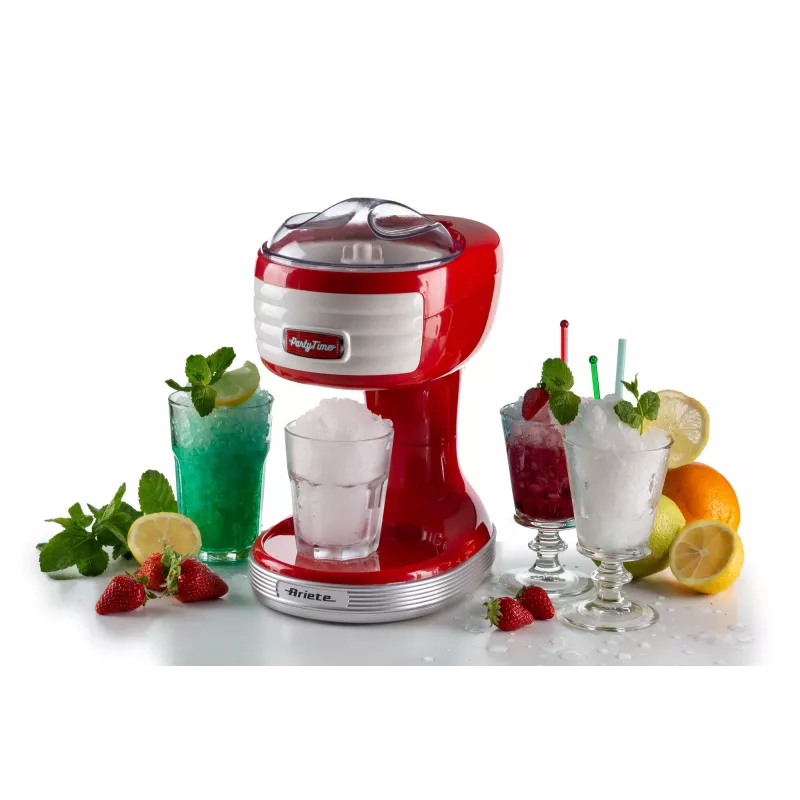 Ariete 76 Ice Crusher Party Time, máquina trituradora de hielo, 30 W, recipiente de hielo extraíble, cuchillas de acero inoxidable, rojo