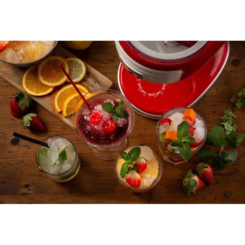 Ariete 76 Ice Crusher Party Time, máquina trituradora de hielo, 30 W, recipiente de hielo extraíble, cuchillas de acero inoxidable, rojo