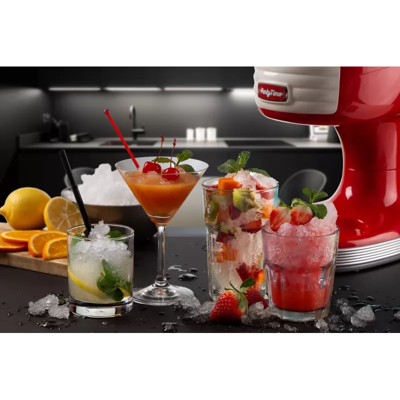 Ariete 76 Ice Crusher Party Time, máquina trituradora de hielo, 30 W, recipiente de hielo extraíble, cuchillas de acero inoxidable, rojo