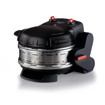 Ariete 927 Pizzeria , horno doble para pizza, 2 pizzas en 4 minutos, 2300 W, 2 piedras refractarias, 2 termostatos, diámetro 32 cm, 5 niveles de cocción, 2 palas de acero inoxidable, rojo