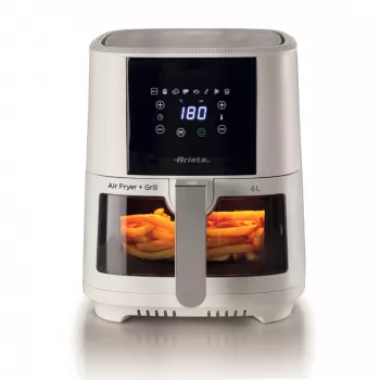 Ariete 4626 Airy Fryer 6L, freidora de aire, 1300 W, capacidad 6 l, capacidad de cámara 2,5 kg, 8 programas preestablecidos, temperatura hasta 200 °C, cesta transparente para controlar la cocción, negro