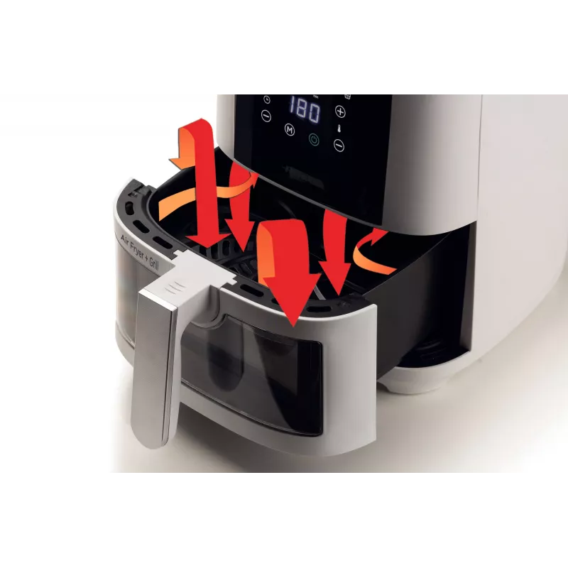 Ariete 4626 Airy Fryer 6L, freidora de aire, 1300 W, capacidad 6 l, capacidad de cámara 2,5 kg, 8 programas preestablecidos, temperatura hasta 200 °C, cesta transparente para controlar la cocción, negro
