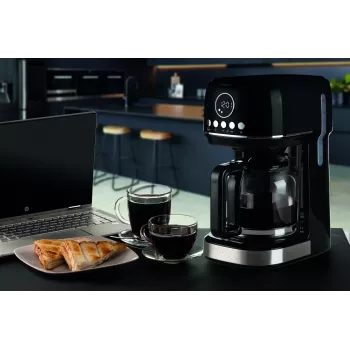 Ariete 1396 Moderna cafetera de filtro, American Coffee, capacidad 15 tazas, placa calefactora, pantalla LCD, filtros extraíbles y lavables, negro