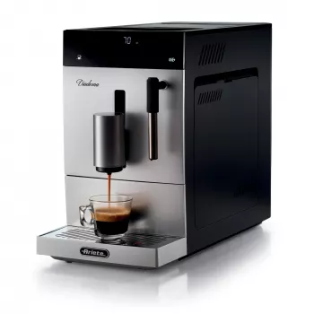 Ariete 1452 Diadema, cafetera automática, 1350 W, presión 19 bar, para café, americano y agua caliente, boquilla para cappuccino, indicador LED, salida ajustable, plata