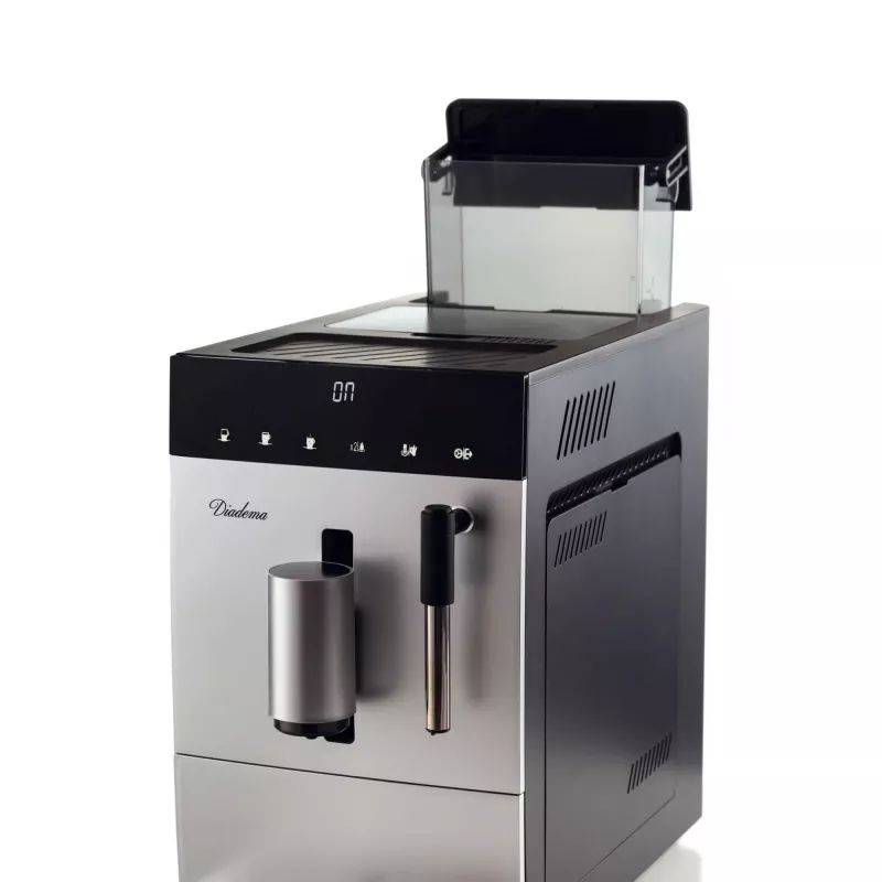 Ariete 1452 Diadema, cafetera automática, 1350 W, presión 19 bar, para café, americano y agua caliente, boquilla para cappuccino, indicador LED, salida ajustable, plata