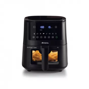 Ariete 4633, freidora de aire 4L, 1400W, capacidad 4L, 9 programas, función shake y grill, temperatura hasta 200°C, negro