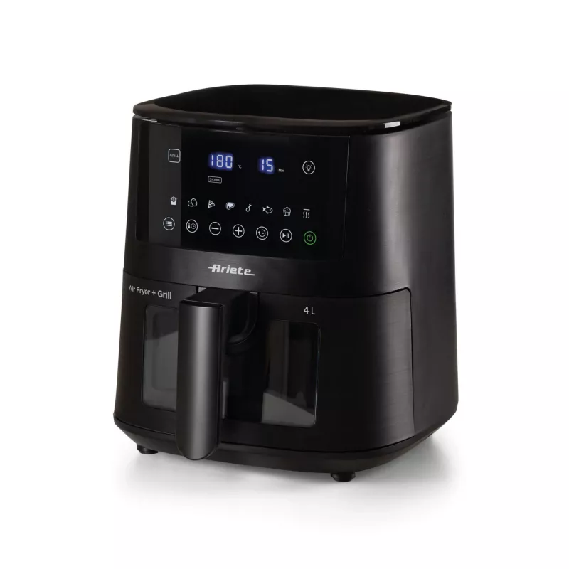 Ariete 4633, freidora de aire 4L, 1400W, capacidad 4L, 9 programas, función shake y grill, temperatura hasta 200°C, negro