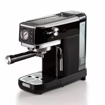Ariete 1381 cafetera con manómetro, apta para café molido y cápsulas ESE, 1300 W, depósito de agua 1,1 l, presión 15 bar, filtro para ½ taza, boquilla para cappuccino, negro