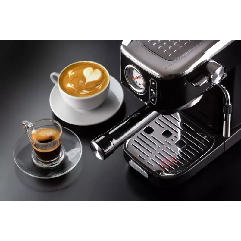 Ariete 1381 cafetera con manómetro, apta para café molido y cápsulas ESE, 1300 W, depósito de agua 1,1 l, presión 15 bar, filtro para ½ taza, boquilla para cappuccino, negro