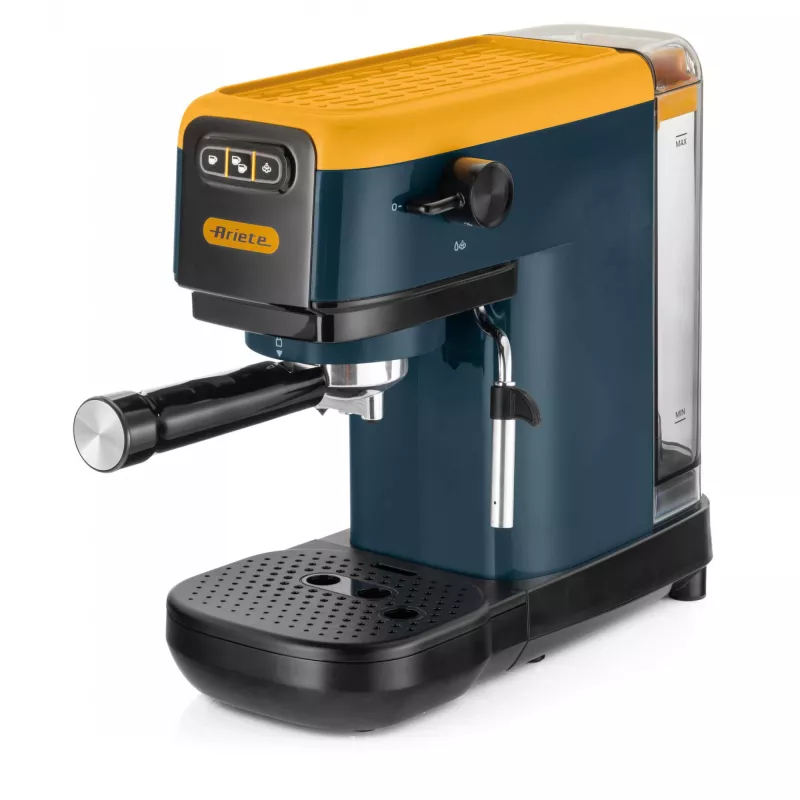 Ariete 1399 cafetera espresso, para café molido y cápsulas ESE, 1300 W, capacidad 1,1 l, presión 15 bar, filtros para 1, 2 tazas y cápsulas ESE, cappuccino, amarillo