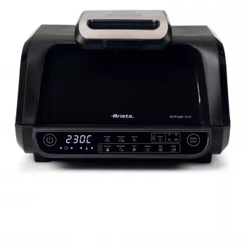 Ariete 4635 Air Fryer Grill, freidora de aire y grill, parrilla para steak, 1700 W, capacidad 8 l, freír y asar, 8 funciones de cocción, temporizador, negro