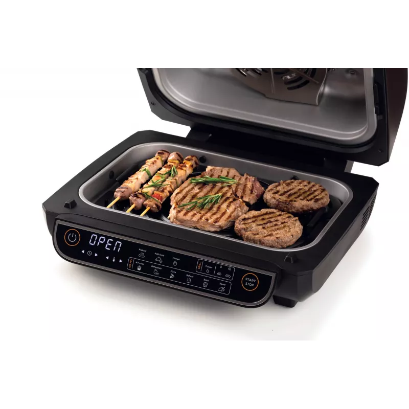 Ariete 4635 Air Fryer Grill, freidora de aire y grill, parrilla para steak, 1700 W, capacidad 8 l, freír y asar, 8 funciones de cocción, temporizador, negro