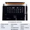Ariete 4636 freidora de aire con función de vapor + grill, 1700W, función deshidratar, 10 funciones de cocción, cesta transparente, temporizador, negro