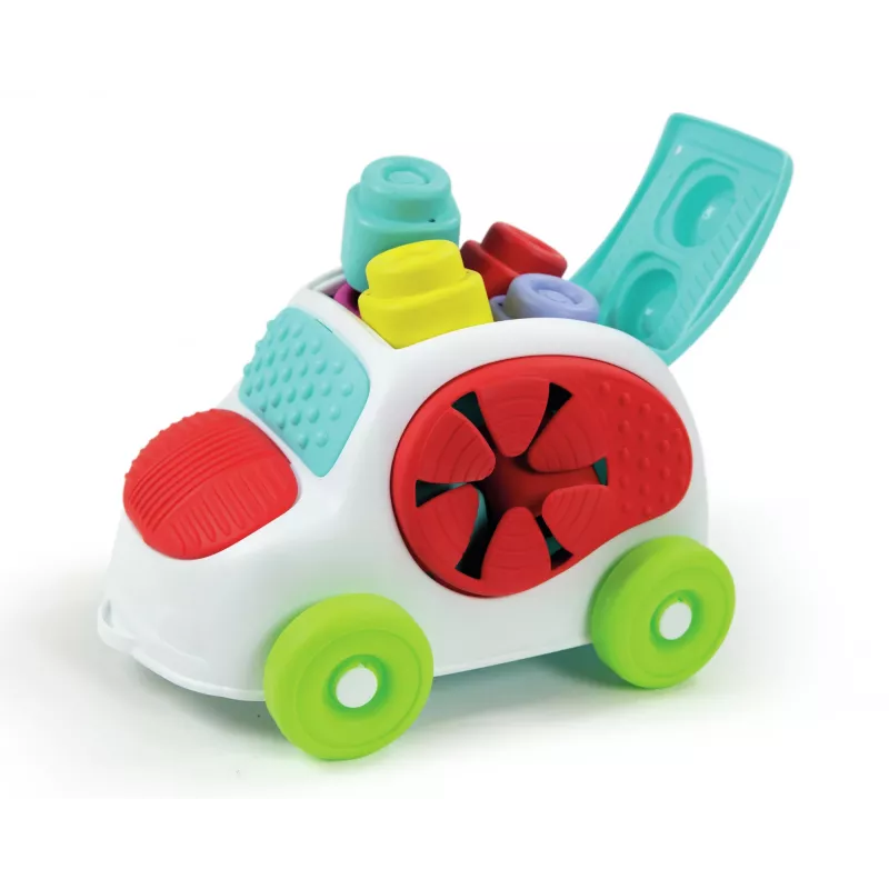 Un innovador coche con inserciones blandas, como los bloques Clemmy, para una experiencia estimulante que combina juego y descubrimiento sensorial.<br><br>Las inserciones blandas se pueden explorar y tocar para descubrir los distintos relieves y formas. Favorece el tacto y las habilidades manuales.<br><br>El techo del coche puede utilizarse como base para apilar los bloques Clemmy…