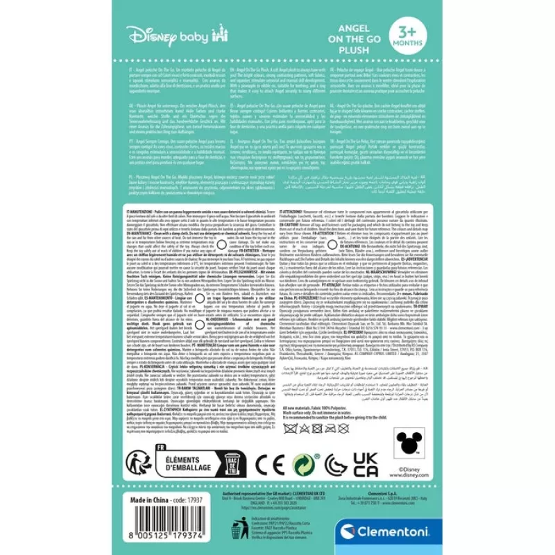Clementoni Disney Baby Angel Soft Rassel bebé juguete colgante