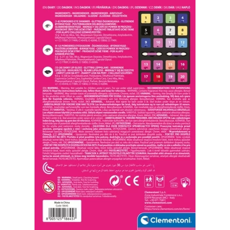Clementoni Make-up Diary, mujer, 1 ud., 150 mm, 30 mm, 210 mm