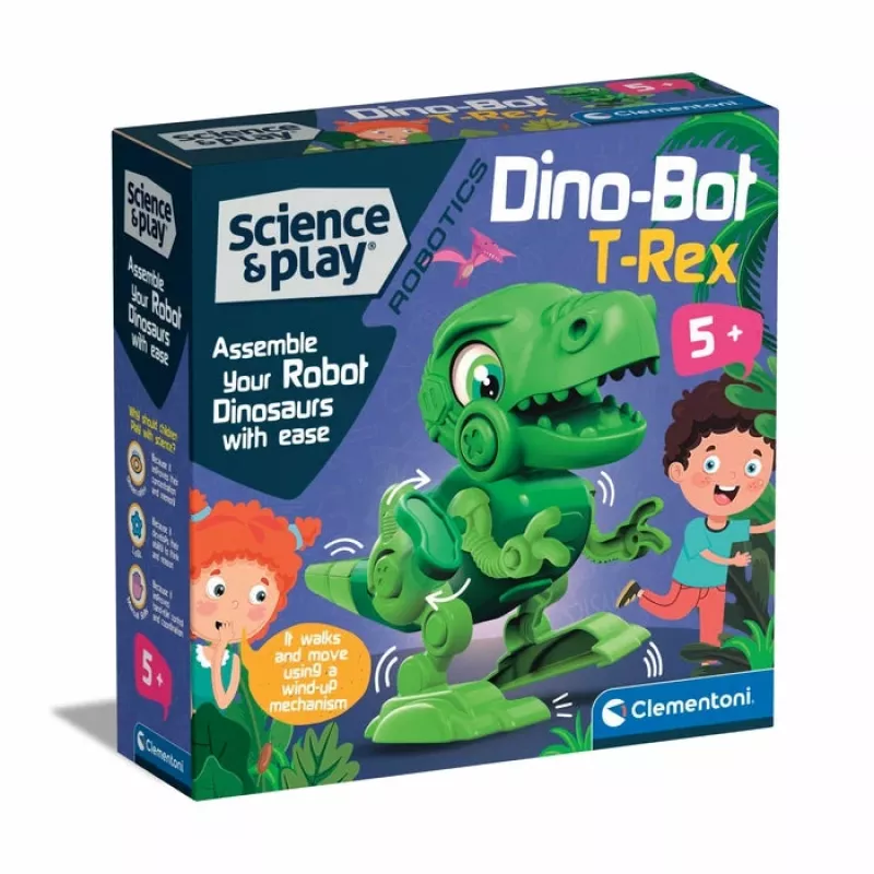 Clementoni Science & Play Dino Bot T-Rex Junior, robot dinosaurio, 5 años