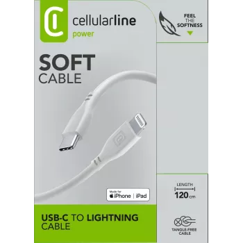 Cellularline cable Soft 120 cm – USB-C a Lightning cable USB-C a Lightning Soft-Touch