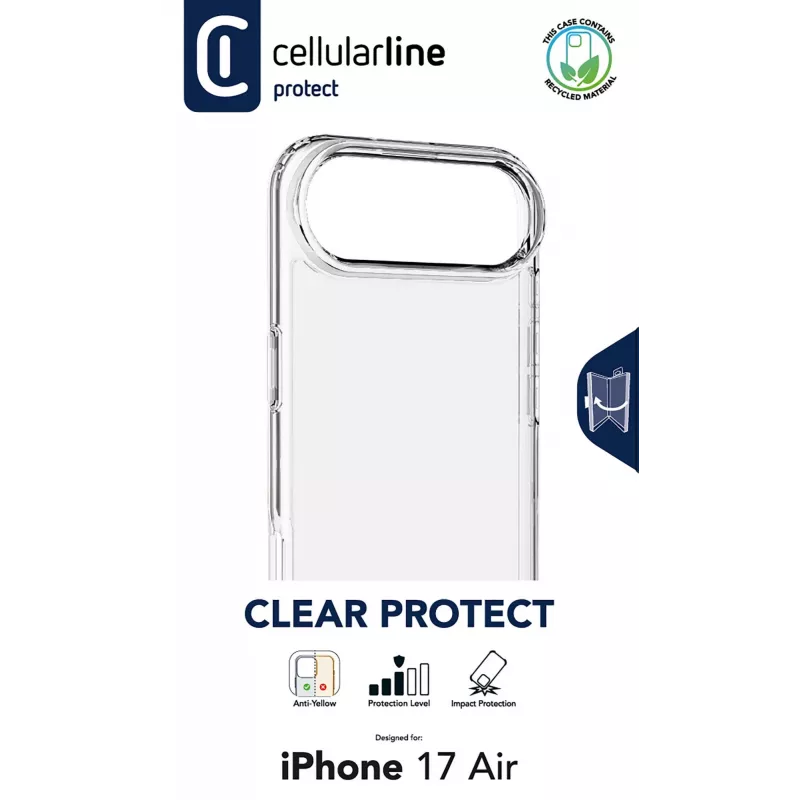 Cellularline Clear Protect - iPhone Air carcasa rígida con bordes de goma