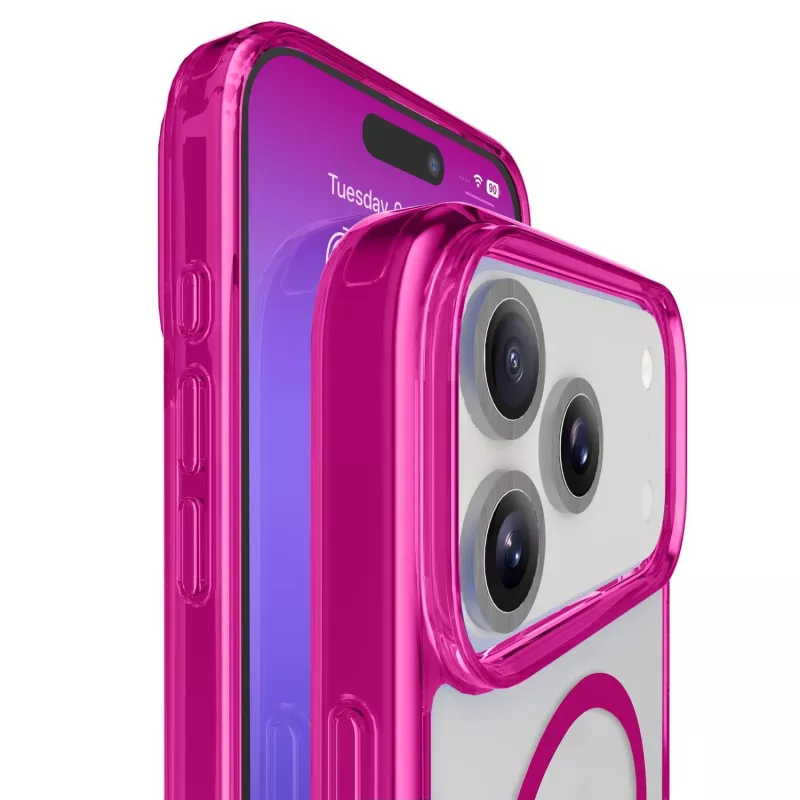Cellularline Iconic Mag - iPhone 17 Pro funda transparente con bordes de color, compatible con el ecosistema MagSafe