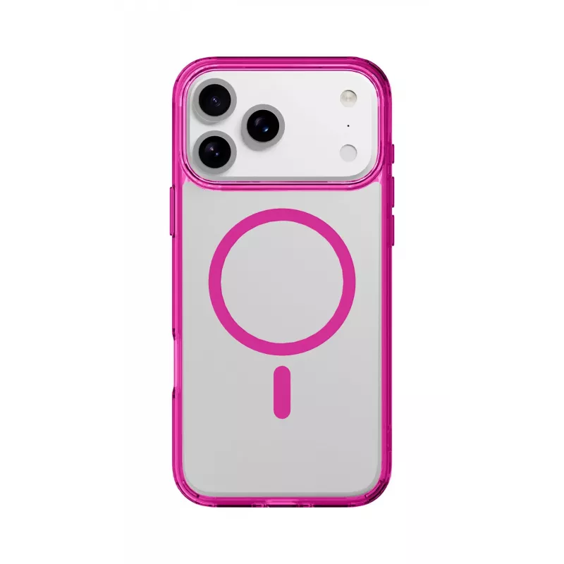 Cellularline Iconic Mag - iPhone 17 Pro funda transparente con bordes de color, compatible con el ecosistema MagSafe
