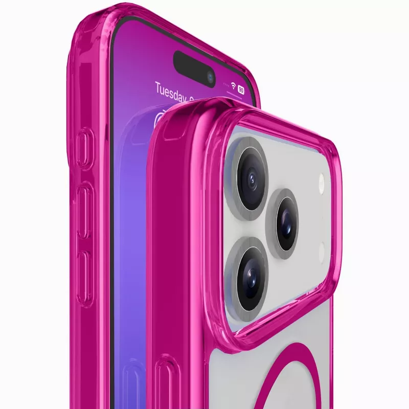 Cellularline Iconic Mag - iPhone 17 Pro funda transparente con bordes de color, compatible con el ecosistema MagSafe